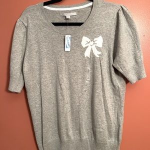 🆕 Old Navy Sweater, Size XL, Grey/ White Bow